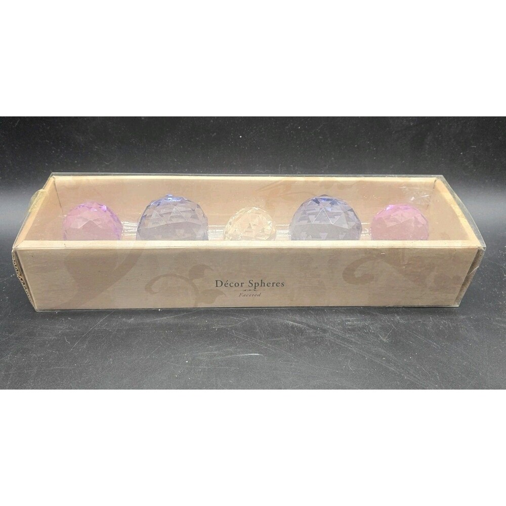 5 Pc Decor Spheres Faceted Akasha Set Colorful Pastel NIB
